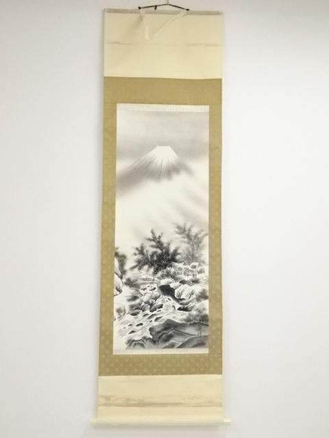 JAPANESE HANGING SCROLL / HAND PAINTED / Mt. FUJI 